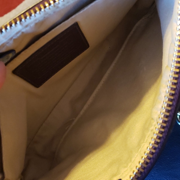 Purple Coach bag with gold strap. - Picture 4 of 5